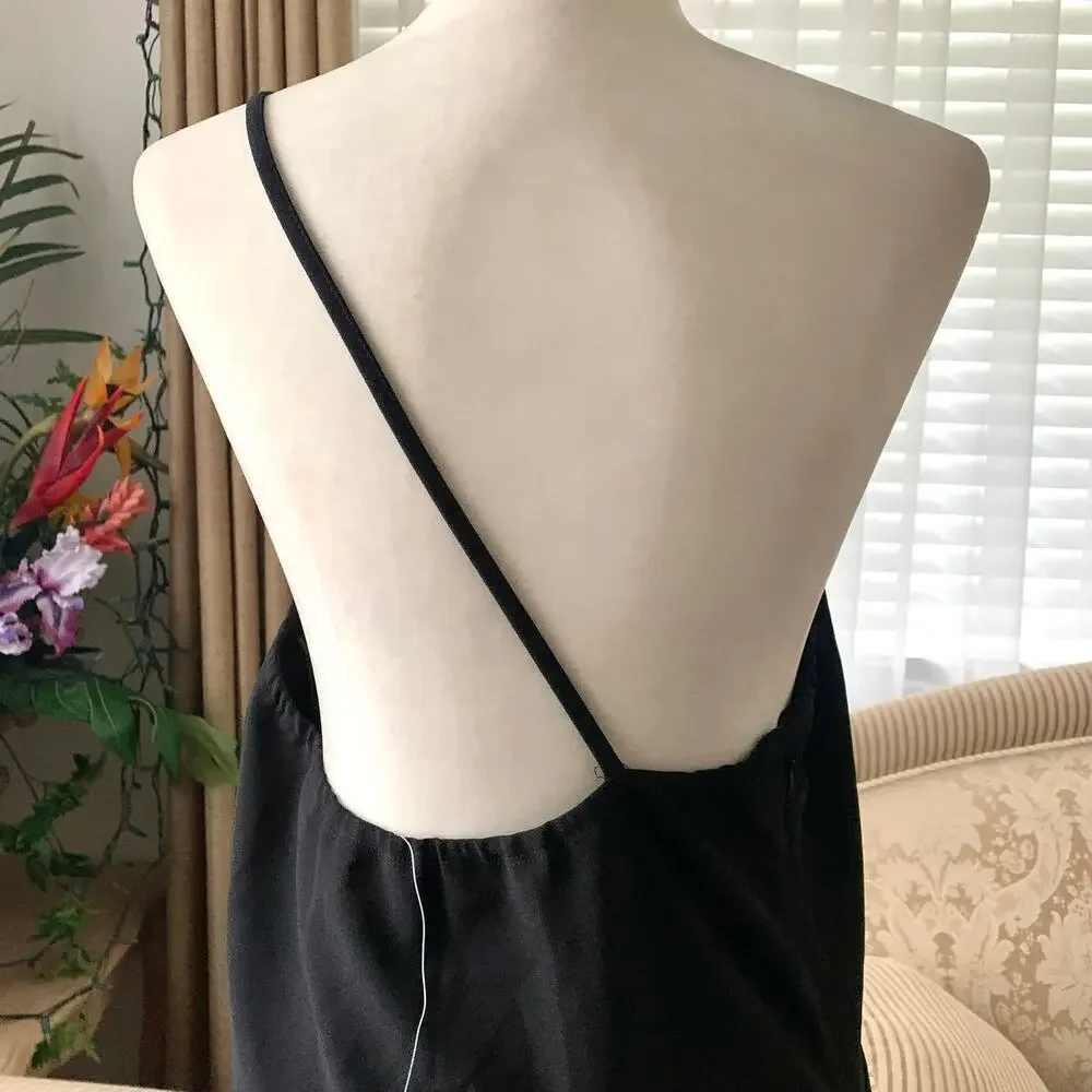Abercrombie and Fitch Asymmetrical One Shoulder Maxi Dress with Slit in Black